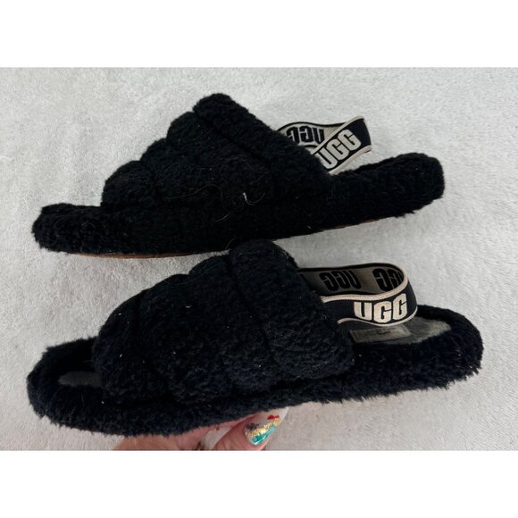 Ugg Fluff Yeah Slide Sandals Black Size 6 - Picture 2 of 6
